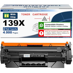 139X W1390X (139A W1390A) Toner Cartridge [with Chip] High Yield 4000 Pages Compatible with HP Laserjet Pro 3002dw 3002dn Laserjet Pro MFP 3102fdn 3102fdw Printers