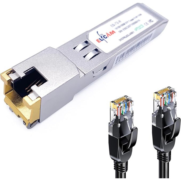 Elfcam® - 10Gb SFP+ in RJ45 for Freebox Ultra, 10Gb SFP+ 10Gbase-T-30m Module with 5m Cat8 Network Cable