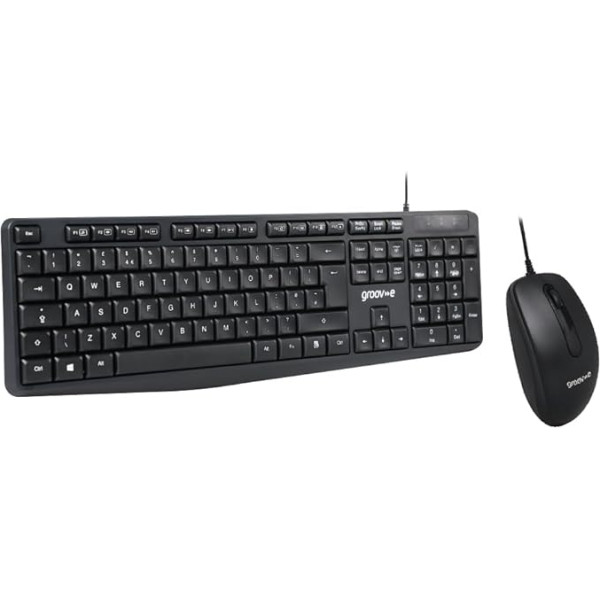 groov-e Wired Full Size Keyboard and Mouse Set - Black