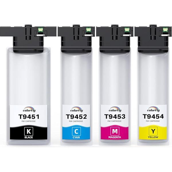 colorfly T9451 T9451-T9454 Replacement for Epson Ink Cartridges T9451 T9452 T9453 T9454 Compatible with Epson Workforce Pro WF-C5710DWF WF-C5790DWF WF-C5210DW WF-C5290DW WF-C5710 WF-C5799 000 WF-C5210