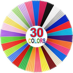 30 Colours 3D Pen Filament Refills 1.75 mm PLA Threads Each Colour 5 m Total 150 m Compatible with SCRIB3D and MYNT3D 3D Printing Pens (3D Pencil Not Included)