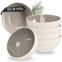 Moritz & Moritz Cavo Cereal Bowls, Set of 6, Stone Colour, Stylish and Robust, Made of Stone, for Cereal, Soups and Salads, Dishwasher Safe, Microwave Safe, Ideal for Everyday Use