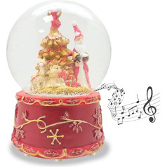 Snow Globe Christmas Music Box Santa Red Gold Base Poinsettia with Music Silent Night Holy Night Height 16 cm W 12 cm Shake Ball 20023