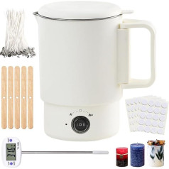 SUNOYA Electric Wax Melter, 800 ml Wax Melting Pot, Melting Pot Set with 100 Candle Wicks, 100 Wick Stickers, 5 Wick Holders & Digital Thermometer for DIY Candle Making