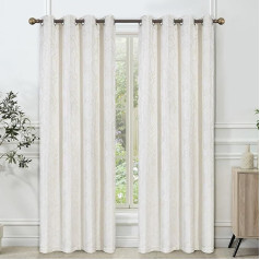 Curtains 2 Piece Set Modern Jacquard Eyelet Curtains Blackout Window Treatment for Living Room Bedroom Kitchen 52x84 Inch Off White