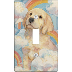 Golden Retriever Lichtschalter-Abdeckplatte, Pastell-Regenbogen-Design für Kinderzimmer, Thermoplastische Wandplatten, Standardgröße, Einzel-Kippschalter
