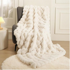 Gezu Cuddly Blanket Fluffy Plush Blanket 150 x 200 cm Beige Super Soft Cuddly Fuzzy Duvets Rabbit Faux Fur Blanket Lightweight Blankets Warm Cuddly Blanket for Couch Bed Sofa Bedroom Office