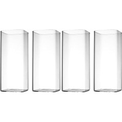 Angoily Square Water Glasses 6 x 6 x 6 cm Set of 4 Clear Drinking Glasses for Kitchen Household Tea Cups and Breakfast Milk Cups
