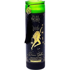 LivuX Manifestation Candle Divine Goddess 80 Hours - Glass with Tassel, 20 x 5.5 cm, Hand-Poured Soy & Palm Wax, Essential Oils, Jasmine & Agarwood Aroma, Spiritual Scented Candle & Decoration 300 g