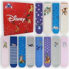 Disney Classics Women's 12 Days Socks Advent Calendar - Gift Box with 12 Pairs of Socks