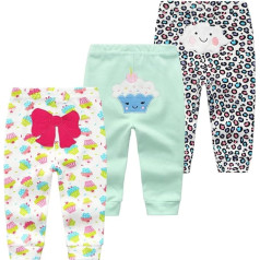 Baby Unisex Leggings Trousers Multicoloured Cotton Pants for Newborn Boys and Girls 4 Pack 0-24 Months