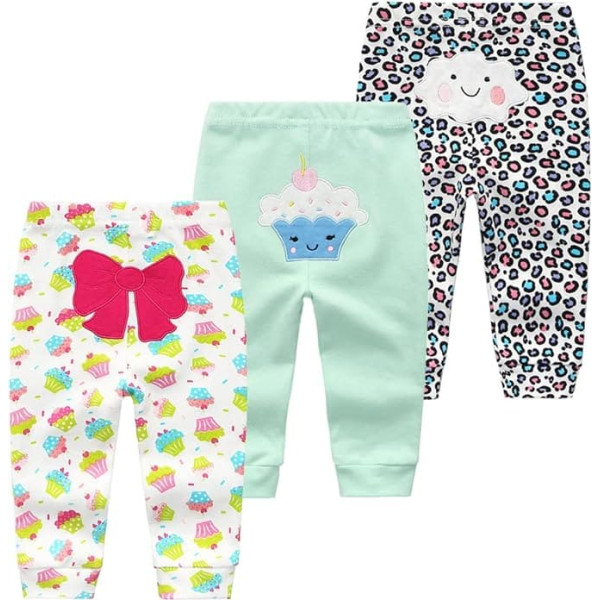 Baby Unisex Leggings Trousers Multicoloured Cotton Pants for Newborn Boys and Girls 4 Pack 0-24 Months