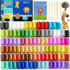 iFergoo Modelling Clay Set, 100 Colors Oven Modelling Clay Set, Non-Toxic, Vivid Colors for Jewelry Making and Miniatures, DIY Crafts for Beginners, Adults and Kids