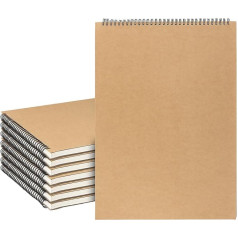 DAKFOOK A3 Spiral Bound Sketchbooks Kraft Cover Blank Art Scrapbooks 30 Sheets/60 Pages for Drawing and Notes (Pack of 8)