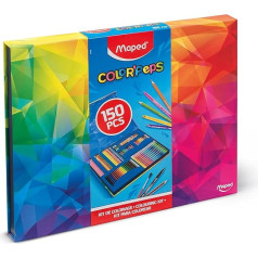 Maped - Large 150 Piece Colouring Set - Includes Colouring Pencils Infinity, Strong, Pastel, Watercolour Pencils, Felt Tip Pens, Wax Crayons - Wide Range of Colours