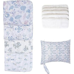 Reusable Nappies, Washable Baby Nappies - Adjustable Washable Baby Nappies, Absorbent and Breathable Lining with 4 Inserts and 1 Wet Bag for Girls