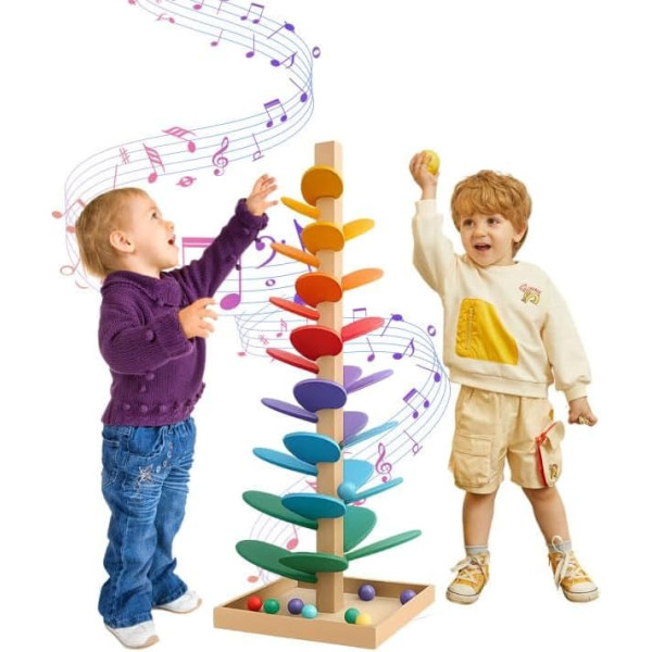 Marble Run Wooden Motor Skills Tree Made of Music Tree Toy Sound Tree Learning Toy for Children Marble Run from 3 Years