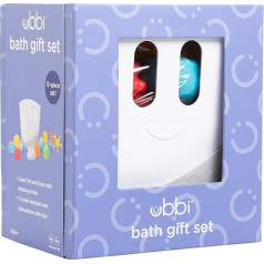 Ubbi Baby Bath Time Essential Gift Set, Includes Drying Bin and 11 Interactive Bath Toys, Baby And Toddler Bath Time Accessories, Dishwasher Safe, White