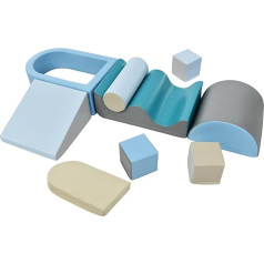 Foam Building Blocks Children, 9-Piece Climbing Set with Slide Indoor and Ball Pit, Motor Skills Toy for Babies and Children, Colourful