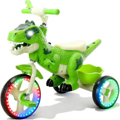 NMM Dinosaur Tricycle, Tricycle from 2 Years, Dinosaur Toy with Music, Lights and Horn, Toy from 2 Years, Children's Bike, Balance Bike from 2, 3, 4, 5, 6 Years