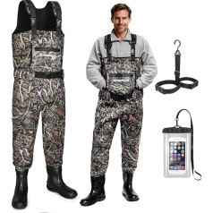 Mens Waders with Boots - Waterproof 4mm Neoprene Waders, 8mm Reinforced Knees, 800g Insulated Boot Foot Design for Hunting and Outdoor