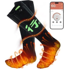 Beheizte Socken, Elektrische Heizsocken Damen Herren, Wiederaufladbare Beheizbare Socken mit 4 Temp modi, APP-Steuerung Thermosocken Fußwärmer Socken- für Outdoor-Wandern/Skifahren/Camping/Angeln