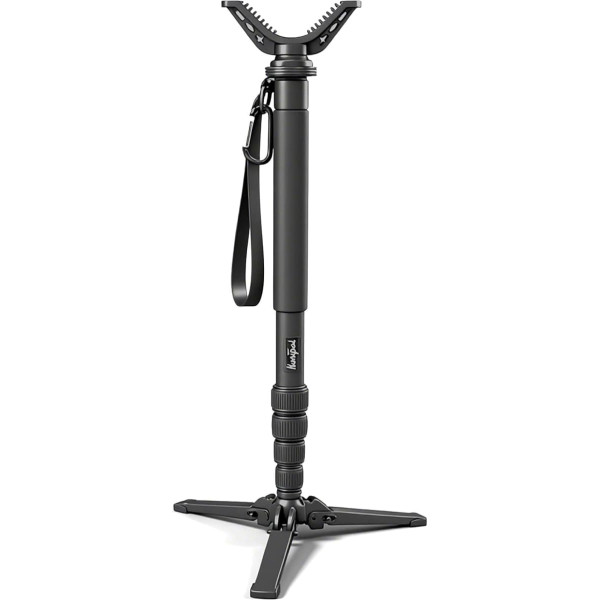 HUNTPAL Hunting Monopod Shooting Tripod Stick Gun Rifle Rest with Tilting and Swivel Tripod Base Matte Aluminum 21