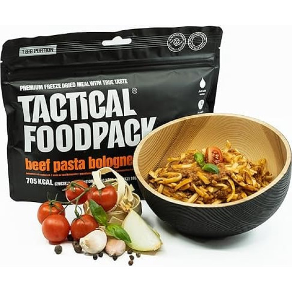 Tactical Foodpack Bolognese with Beef in Large Portion - Freeze Dried Meals I Ready to Eat I MRE I Survival I Outdoor Food I Trekking Food I Expedition I Office