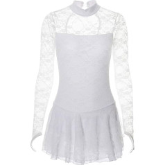 Spitze Eislaufen Tanzkleider Rollschuh Leistung Rock für Damen Im Freien Ballett Gymnastik Aktive Kleidung Langarm Eiskunstlauf Tanzkostüm