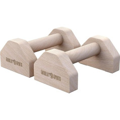 GORILLA SPORTS® Set of 2 Push-Up Handles Made of Wood, Non-Slip, Maximum Load 300 kg, Includes Carry Bag, Calisthenics Equipment, Parallettes, Handstand Handles, Push Up Bars, Push-Up Bars