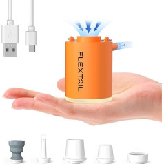 FLEXTAILGEAR Mini Pump Pro,4 kPa Elektrische Luftpumpe, DREI Campinglichter, Aufblasen/Entleeren Von Luftmatten, Wiederaufladbare Campingpumpe für Luftmatratzen, Schwimmringe, Vakuumbeutel