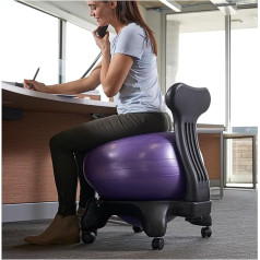 Yoga Ball Chair for Adults, Heavy Duty Balance Exercise Seat with Inflatable Bouncy Ball Base to Strengthen Cores, Ideal for Office, Physical Therapy