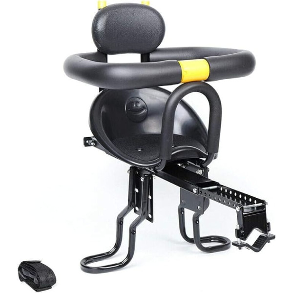Front Child Seat for Bicycle, Adjustable, Robust Bicycle Seat Made of Iron & PC with Protective Rails, Extendable Rails, Comfortable Padding & Strong Load Capacity up to 220 lb
