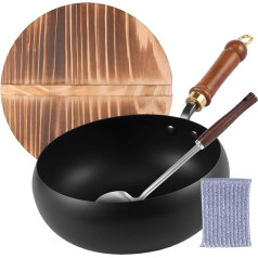 Non -Stick -Töpfe Mit Deckel Und Holzspatel, 24 Cm, Vorgewunkenes Gusseisen -Kochgeschirr, Gusseisen -Kochgeschirr -Pan -Set Für Induktion Elektroöfe Home Restaurant Camping