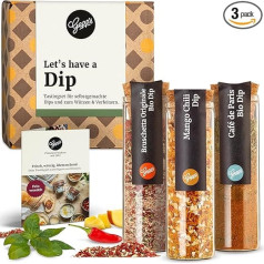 Gepp's Gourmet Mini Dip Set, Set of 3, Spice Set for Snack Lovers, Mix Delicious Dips Yourself with the Spice Mixes, Organic Spices, Mango-Chili, Bruschetta and Café de Paris Spice