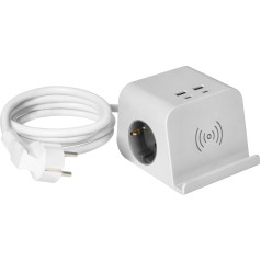 Galda datora strāvas sloksne, USB lādētājs, skrūvējams terminālis un 1,4 m kabelis, 2x2P+Z (Schuko), 4xUSB, balta krāsā