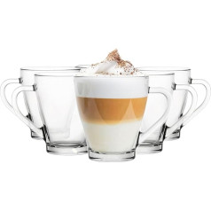 Glasmark KROSNO 1992 Set of 6 Coffee Glasses with Handle 200 ml Coffee Cup Tea Cups Dishwasher Safe