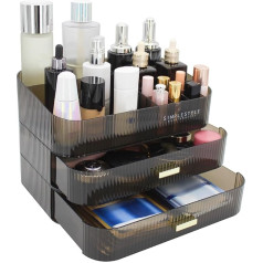 Makeup Organiser with 2 Drawers, Cosmetic Organiser for Bedroom and Bathroom Vanity Worktops, Large Capacity Cosmetic Storage Box for Skin Care, Cream, Perfume, Black