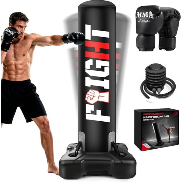 NZQXJXZ 175cm Freistehender Boxsack Erwachsene, Standboxsack mit Pumpe und Boxhandschuhe, Boxing Set für Kickboxen Kampfsport MMA Dummy Muay Thai Home Gym Ausbildung