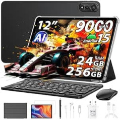 Blackview Mega 2 12 Inch Tablet Android 15 Tablets, 24GB RAM + 256GB ROM, 120Hz 2.4K FHD+ Gaming Tablet with Keyboard Mouse Pen Headphones, 4G LTE + 5G WiFi, 16MP + 8MP, 9000mAh, PC Mode, OTG, FM