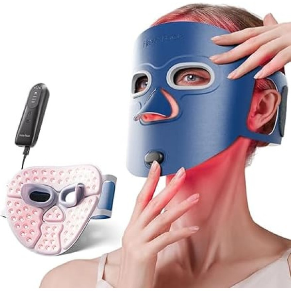 Red Light Therapy Mask, 280 LED Face Mask Therapy with Triple Chip LEDs, 4 Light Modes, Remote Control, Includes Eye Protection, FDA Approved Professional Skin Care Device at Home