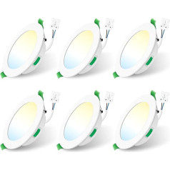 ALUSSO LIGHTING Pack of 6 Recessed Spotlights, LED, 5 W, 350 Lumens, LED Recessed Spotlights, 230 V, Dimmable, Ceiling Spotlights, 3CCT, 3000 K, 4000 K, 6500 K, Adjustable Recessed Lights, IP44