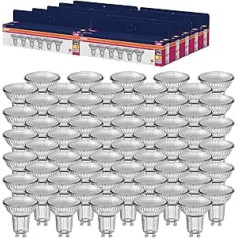OSRAM LED Star Value PAR16 Value Pack of 60 Bulbs, Replaces Conventional 50 W Reflector Bulbs, Warm White (2700 K), 4.3 W, GU10 Socket, Filament Glass, Not Dimmable
