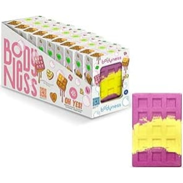 Caramel Bath Waffle - 10 x Bath Bombs in Waffle Shape, Bath Ball for Skin Care and Relaxation with Coconut Oil & Caramel Fragrance, Pink and Yellow, 10 x 170 g