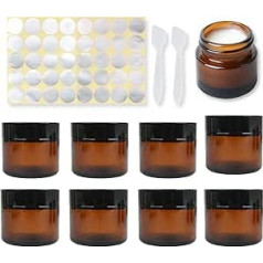 Cream Jars for Filling, Glass Die, Amber Glass Empty Jar, Brown Glass Container, Empty, Refillable Containers, Brown Ointment Jar, 8 x 30 ml