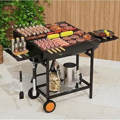 Tragbarer Holzkohlegrill zum Kochen im Freien im Hof und Hinterhof