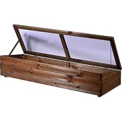 dobar® Wooden Cold Frame Attachment for Raised Beds - Cold Frame Box with Film - 117 x 40 x 26 cm - Dark Brown