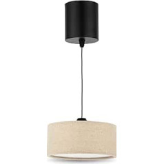 REV Battery Pendant Light, 120 lm, Dimmable, 3 Colours, Timer 1-4h, Height Adjustable (18-123 cm), Living Room Pendant Light, Remote Control, Fabric Shade, Taupe