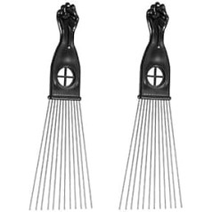 Lurrose 2 Pieces Afro Pick Comb Hairstyle Hair Styling Salon Detangling Braid Comb for Salon Home Hair Accessories