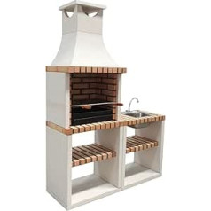 Movelar Nola Plus Side Stand with Sink & Tap (White, Orange, 141 x 47 x 221 cm) Ref: M00141 - Outdoor Use